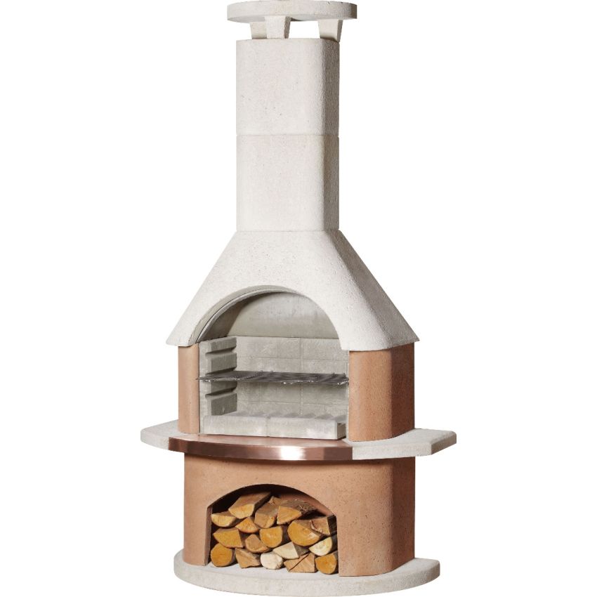 Barbecue SANREMO en Béton Blanc et Terracotta 110x65x203cm