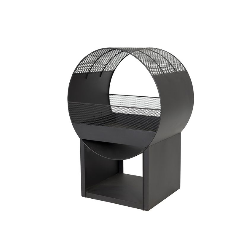 Brasero Hublot en acier noir de 80 cm de diamètre
