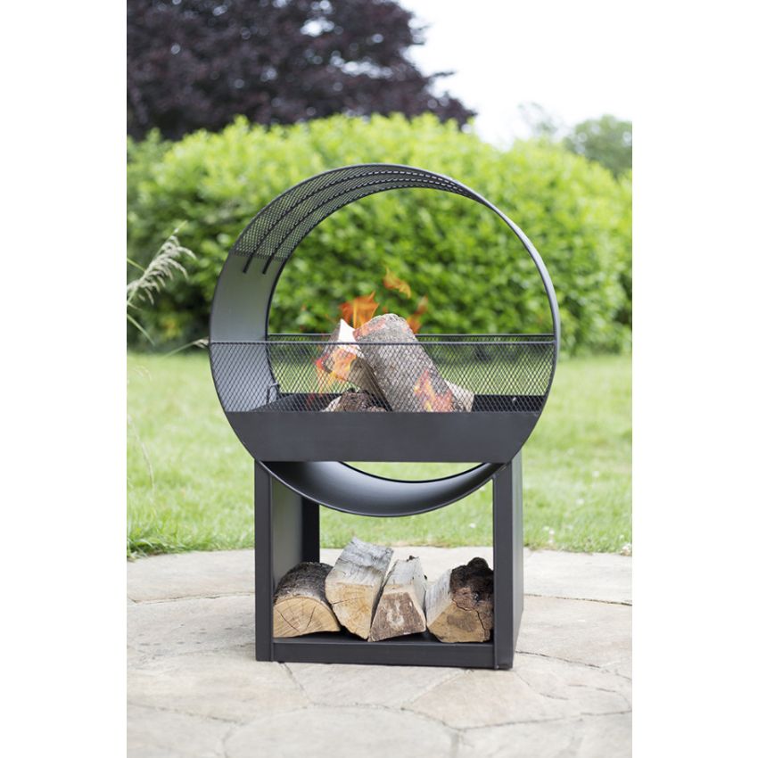 Brasero Hublot en acier noir de 80 cm de diamètre