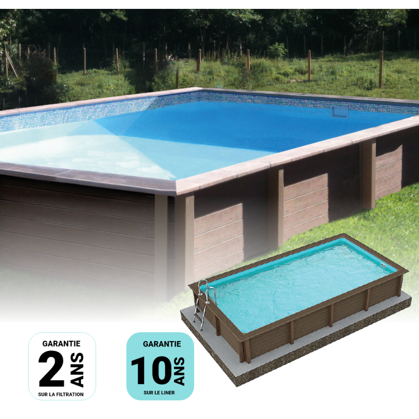 Kit Piscine Béton Aspect Bois Rectangulaire 467x324x143cm