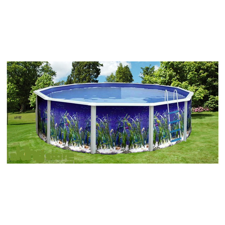 Piscine Ronde OCEANO Acier Décoration Aquatique 350 x 120 cm