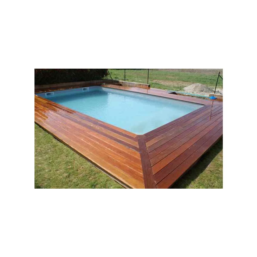 Piscine Bois Luxe Rectangulaire avec Plage immergée + Escalier 520x320x131cm