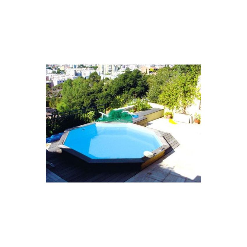 Piscine Bois Diamant Ronde avec Plage Immergée + Escalier ⌀360x131cm