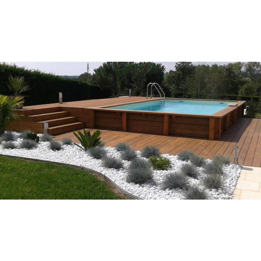 Piscine bois UBBINK LINEA 800x500x140cm Liner Gris