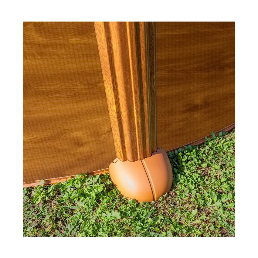 Piscine acier aspect bois ronde Mauritius 460x h132cm 