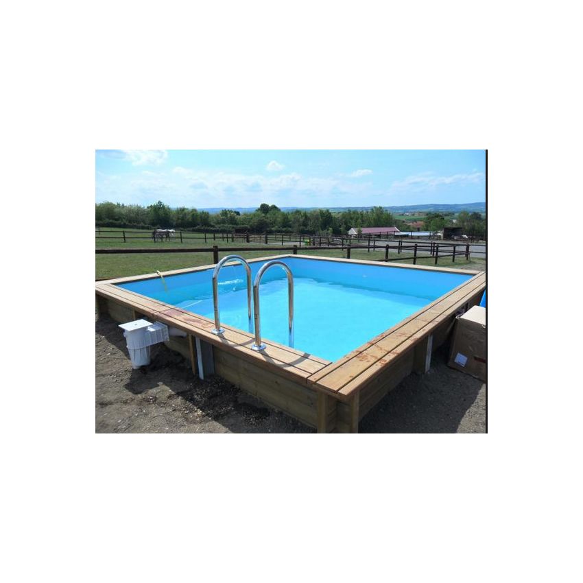Piscine bois MAEVA MINI Carrée avec Echelle 349x349x150cm