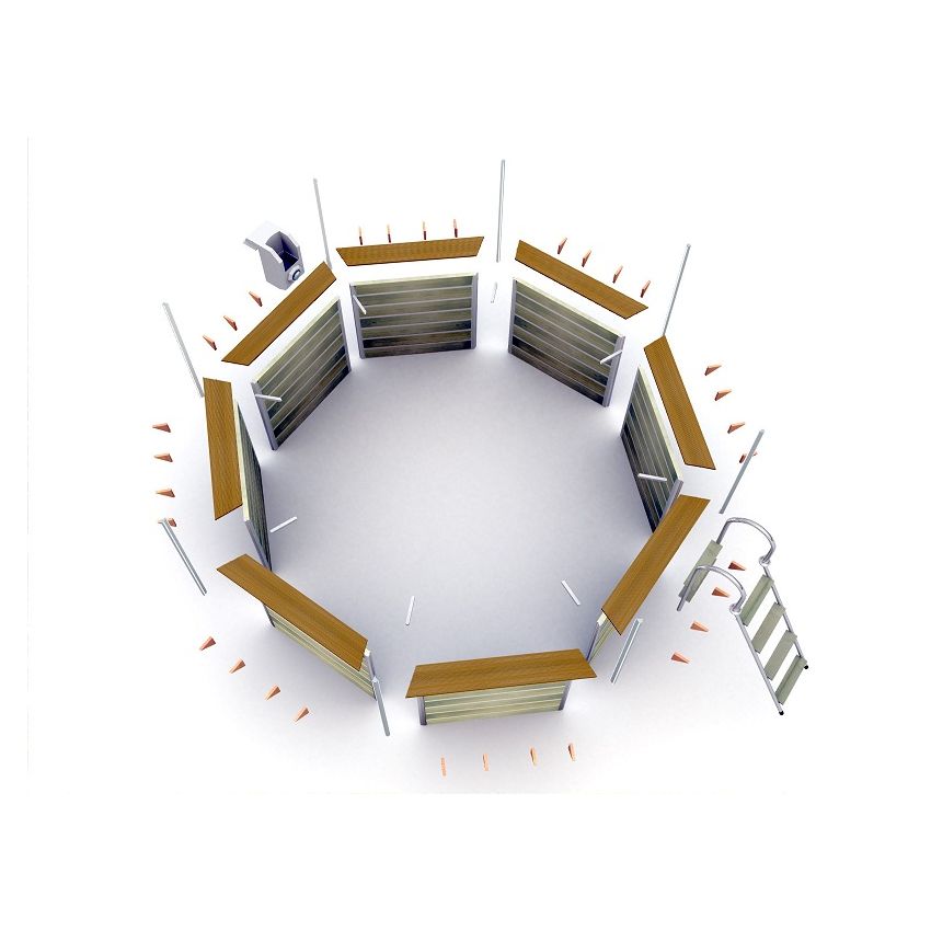 Piscine bois Octogonale CLEOFAS Ø460x129cm Liner bleu