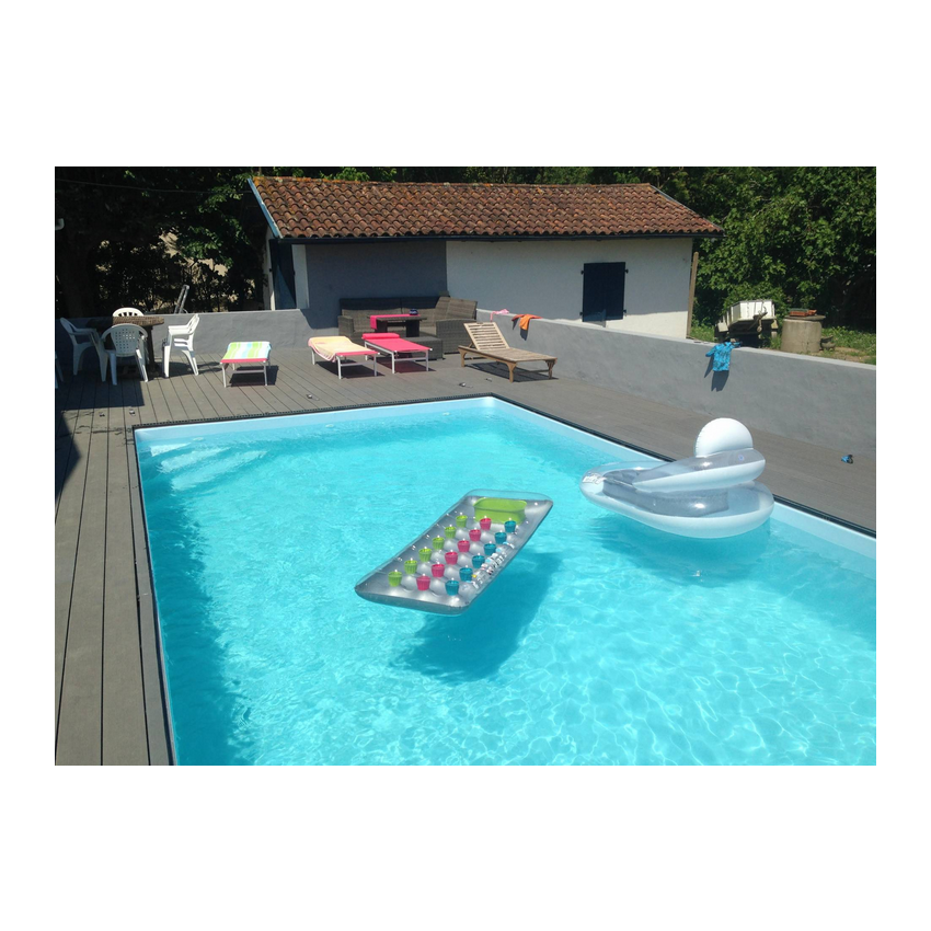 Piscine Bois Luxe Rectangulaire avec Escalier d'Angle 620x420x145cm
