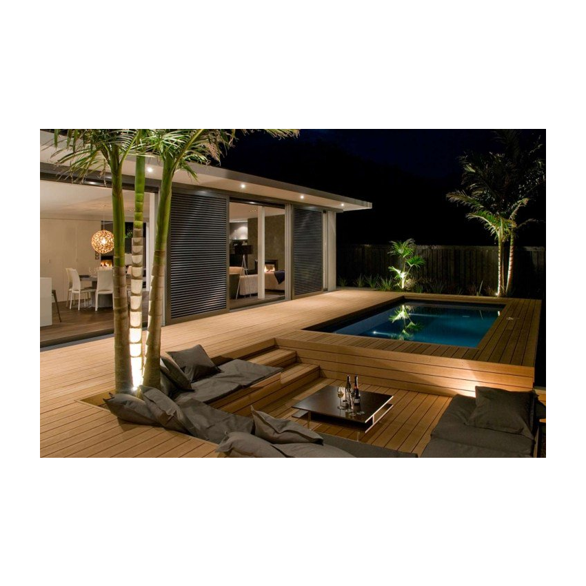 Piscine Bois Luxe Rectangulaire avec Plage Immergée + Escalier d'Angle 420x320x145 cm