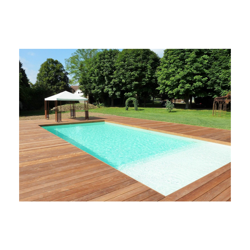 Piscine Bois Supreme Rectangulaire avec Plage Immergée + Escalier 1220x520x145cm