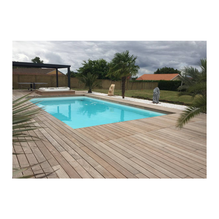 Piscine Bois Diana Rectangulaire avec Plage Immergée + Escalier 820x420x145cm
