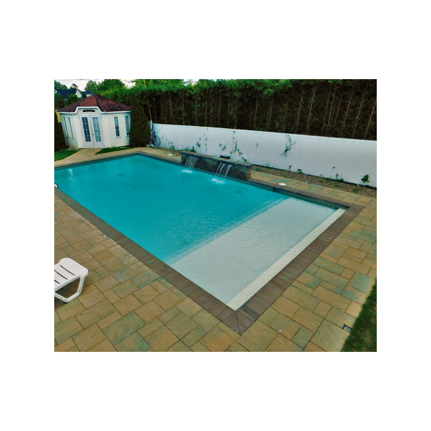 Piscine Bois Diana Rectangulaire avec Plage Immergée + Escalier 820x420x145cm