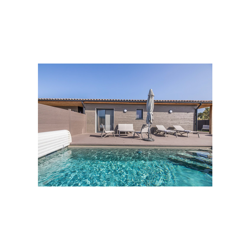 Piscine Bois California Rectangulaire Luxe avec Escalier d'Angle 520x220x131cm 