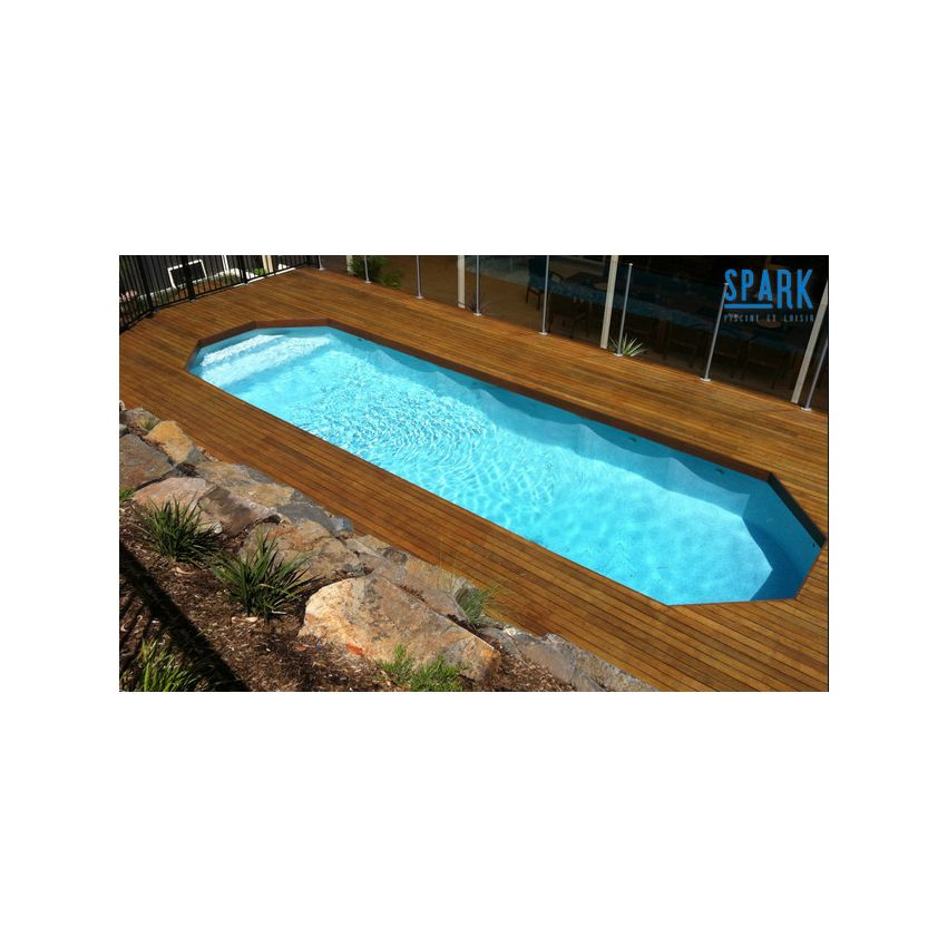 Piscine Bois Super Lucci Octogonale Allongée avec Escalier 807x457x131cm