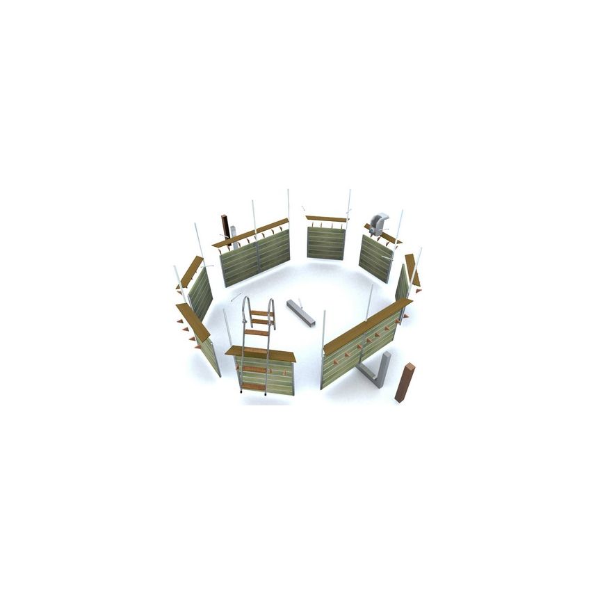 Piscine bois Octogonale Allongée FUGUA 590x420x129cm Liner bleu