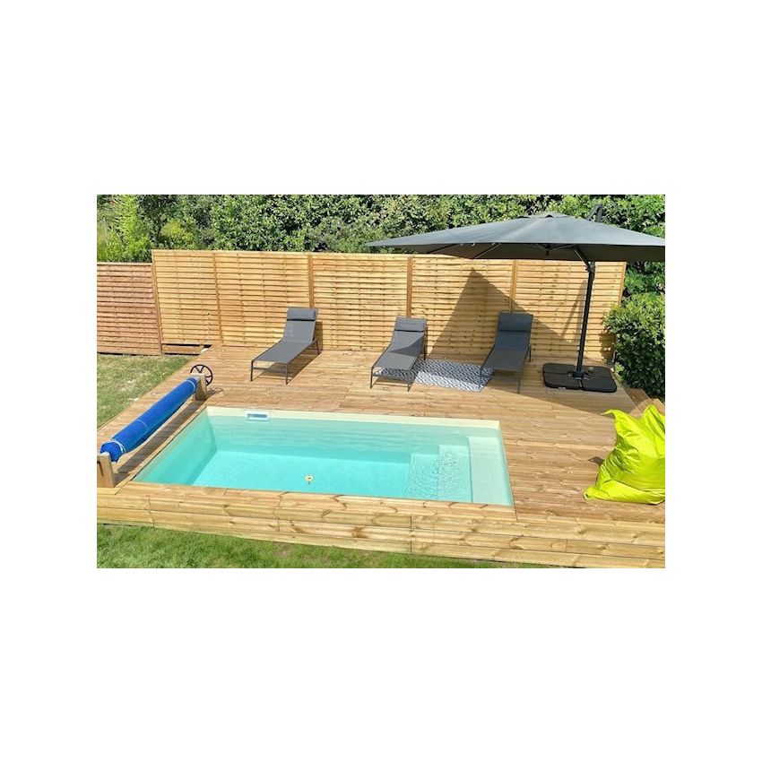 Piscine Bois Luxe Rectangulaire avec Escalier 420x320x145cm