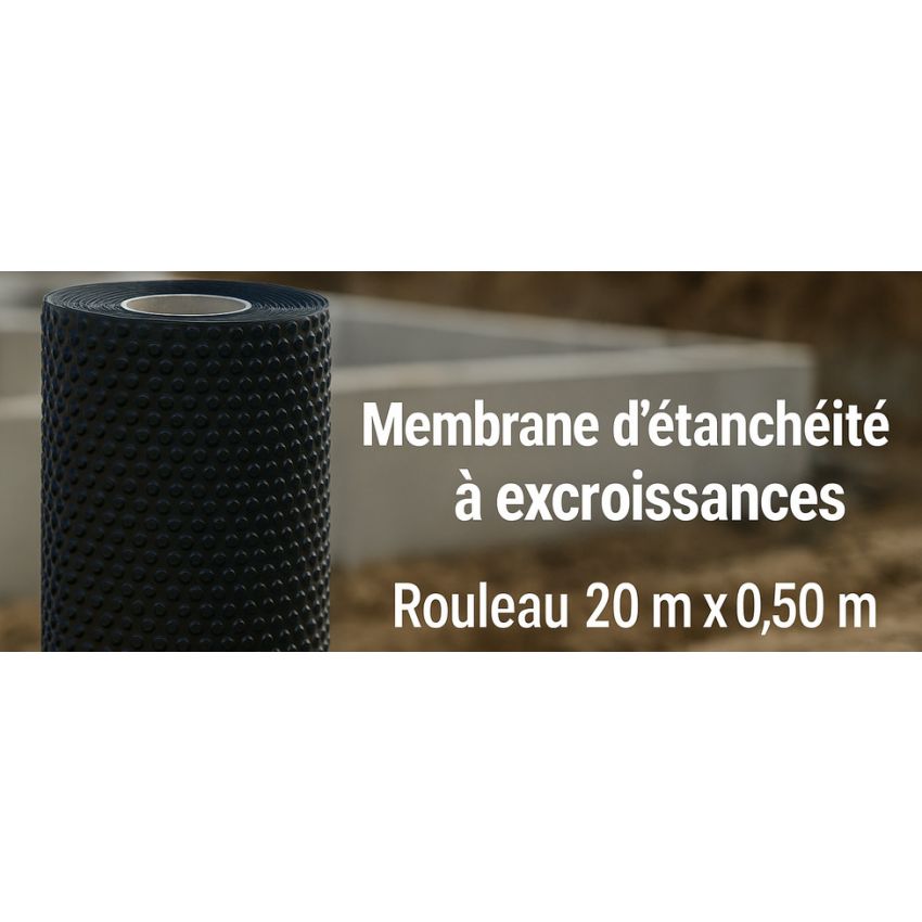 Membrane d’étanchéité à excroissances – Rouleau 20 m x 0,50 m