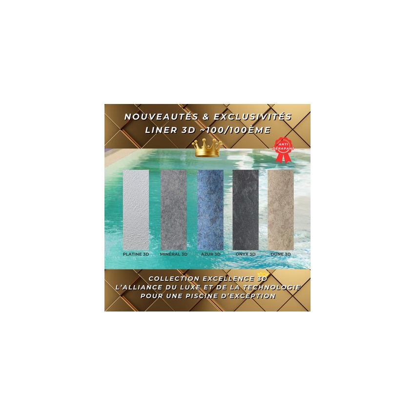 Liner 3D pour piscine rectangulaire 920x420x145cm avec PLAGE IMERGEE