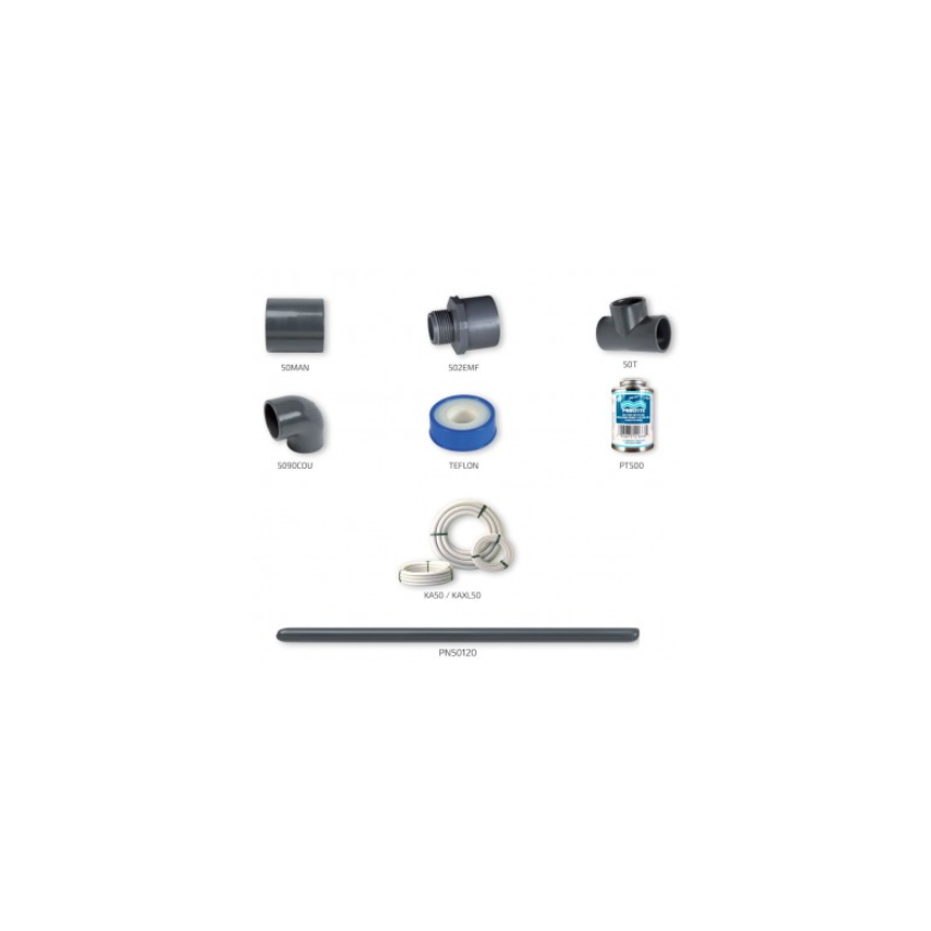 Kit plomberie pour raccordement local technique piscine de 72m²