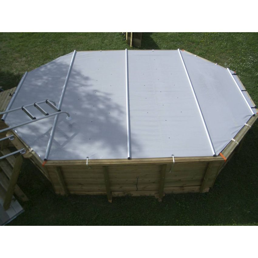 Bâche à barres pour piscine octogonale allongée 750X400cm