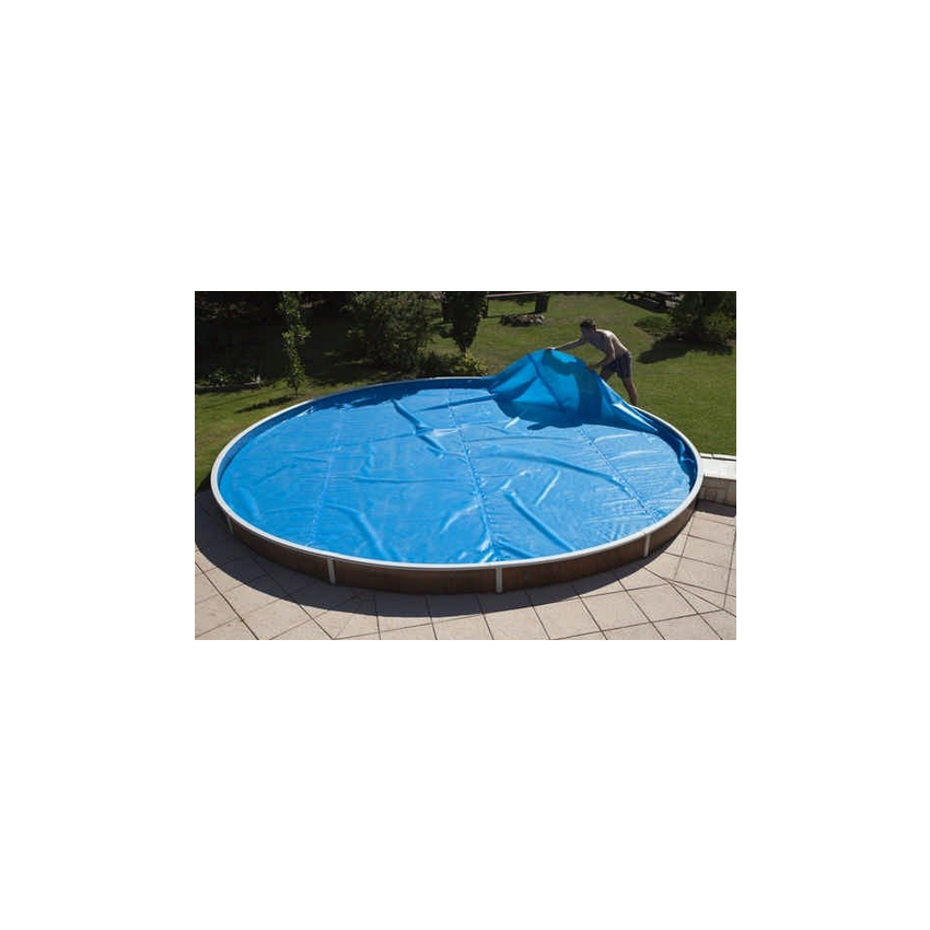 Bâche à bulles 180μ bleu pour piscine acier ovale Ø 550x370 cm