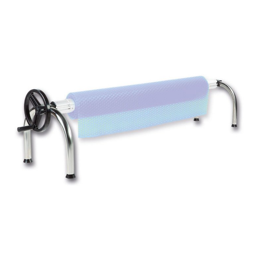 Support enrouleur a roulettes pour bâche de piscine