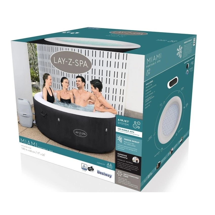 Spa Gonflable Lay- Z Miami rond 2/4 places