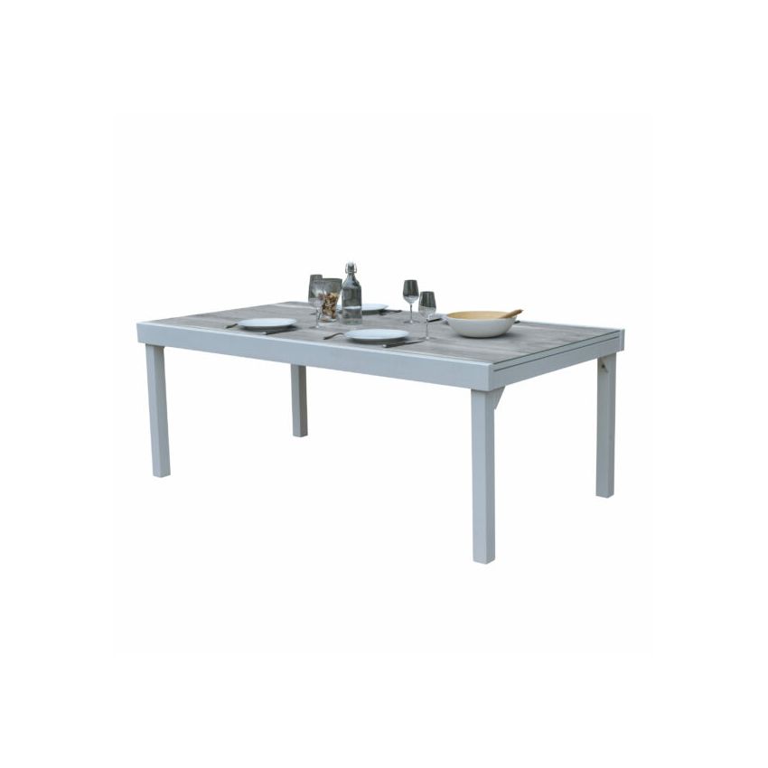 Ensemble De Jardin MODULO ALU 8/12 Personnes DECOR BOIS avec 12 Fauteuils 