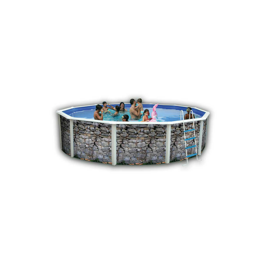 Piscine Ronde PIEDRA GRIS Acier Décoration Pierre 350 x 120 cm