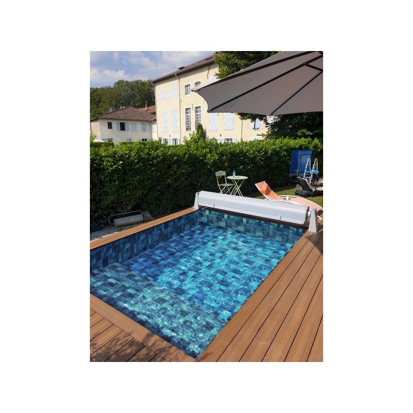 Piscine Bois Luna Rectangulaire avec Escalier 350x270x70cm Pierre de Bali