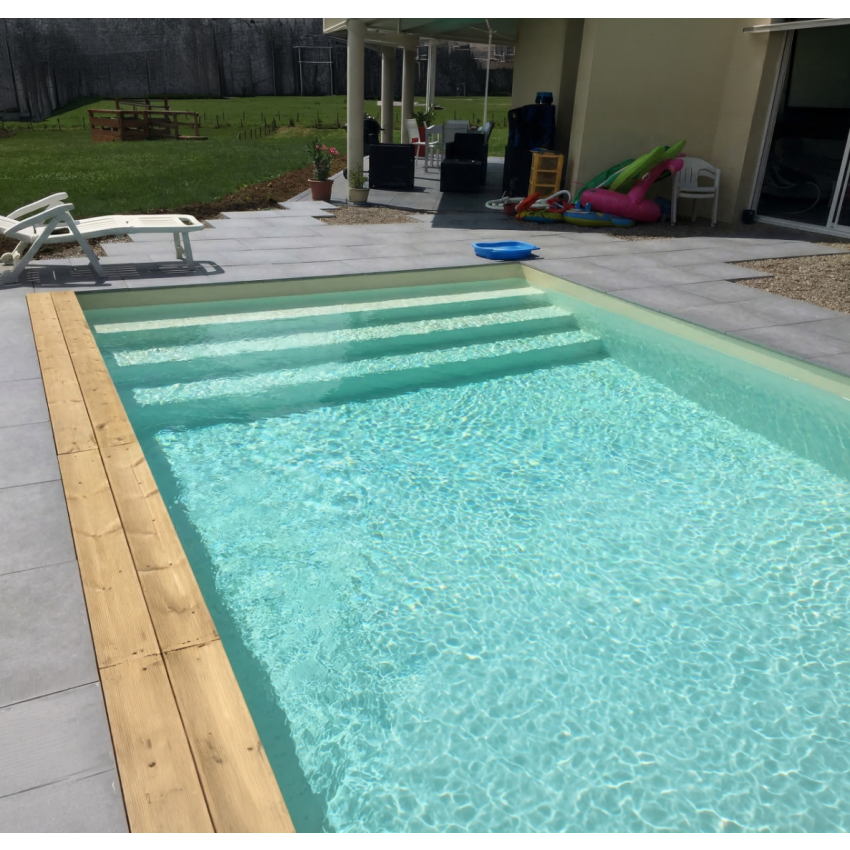 Piscine Bois Luxe Rectangulaire avec Escalier 620x420x130cm