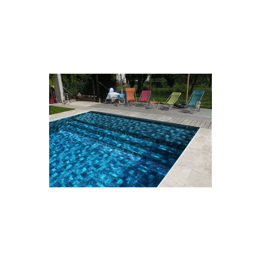 Piscine Bois Diana Rectangulaire avec Plage Immergée + Escalier 820x420x145cm Pierre de Bali