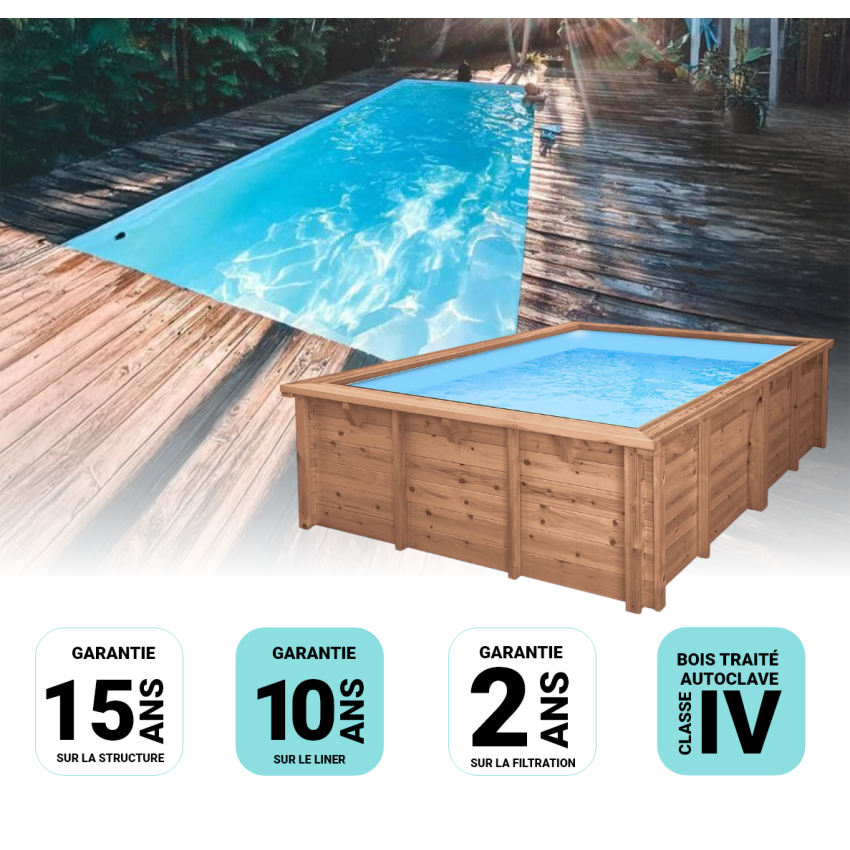 Piscine Bois Luxe Rectangulaire 620x420x130cm