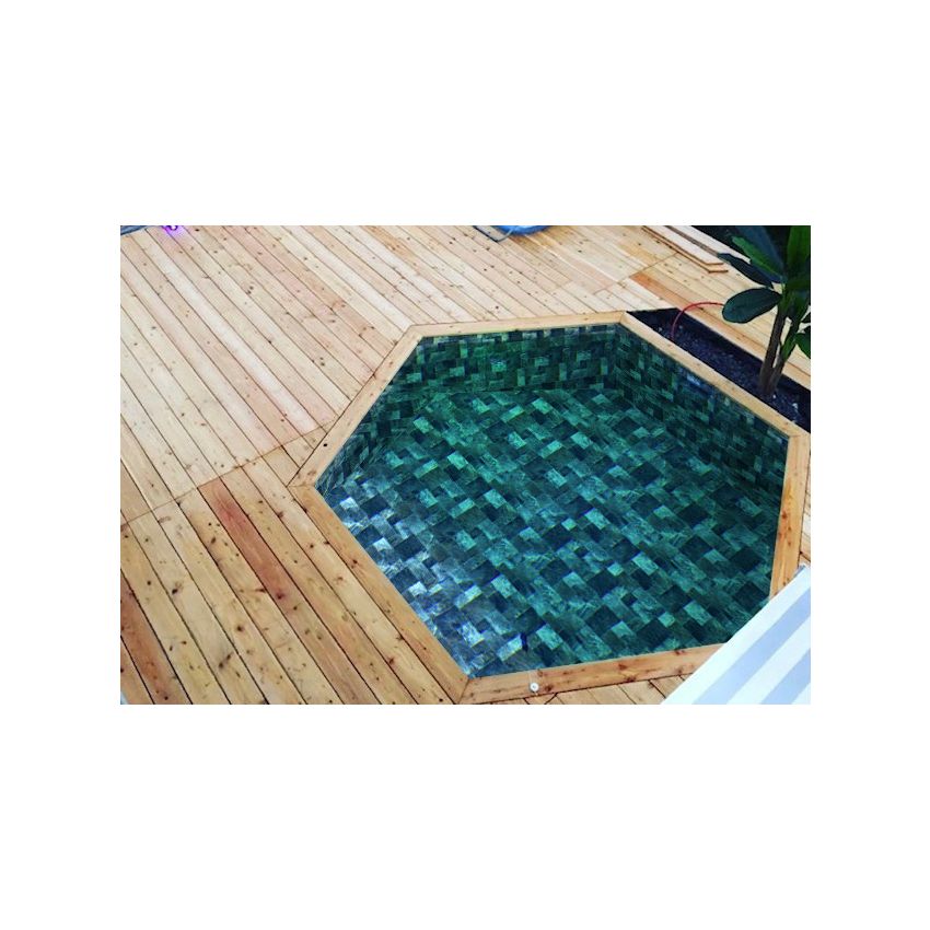 Piscine Bois Diamant Ronde avec Plage Immergée + Escalier ⌀360x131cm Pierre de Bali