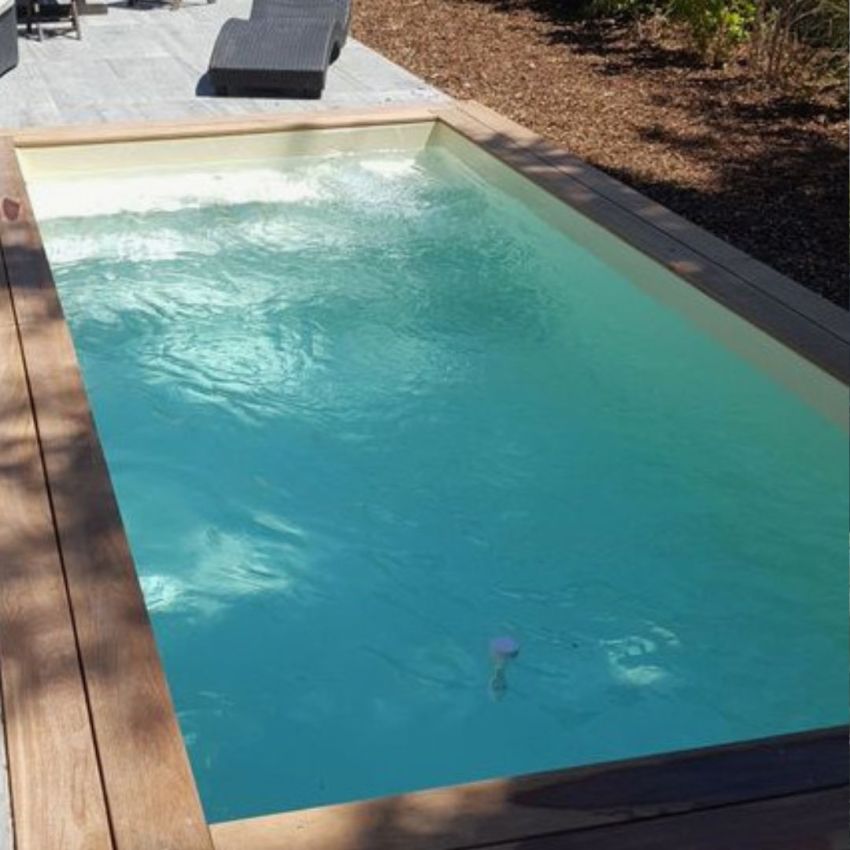 Piscine Bois Luxe Rectangulaire avec Plage immergée + escalier 420x320x145cm