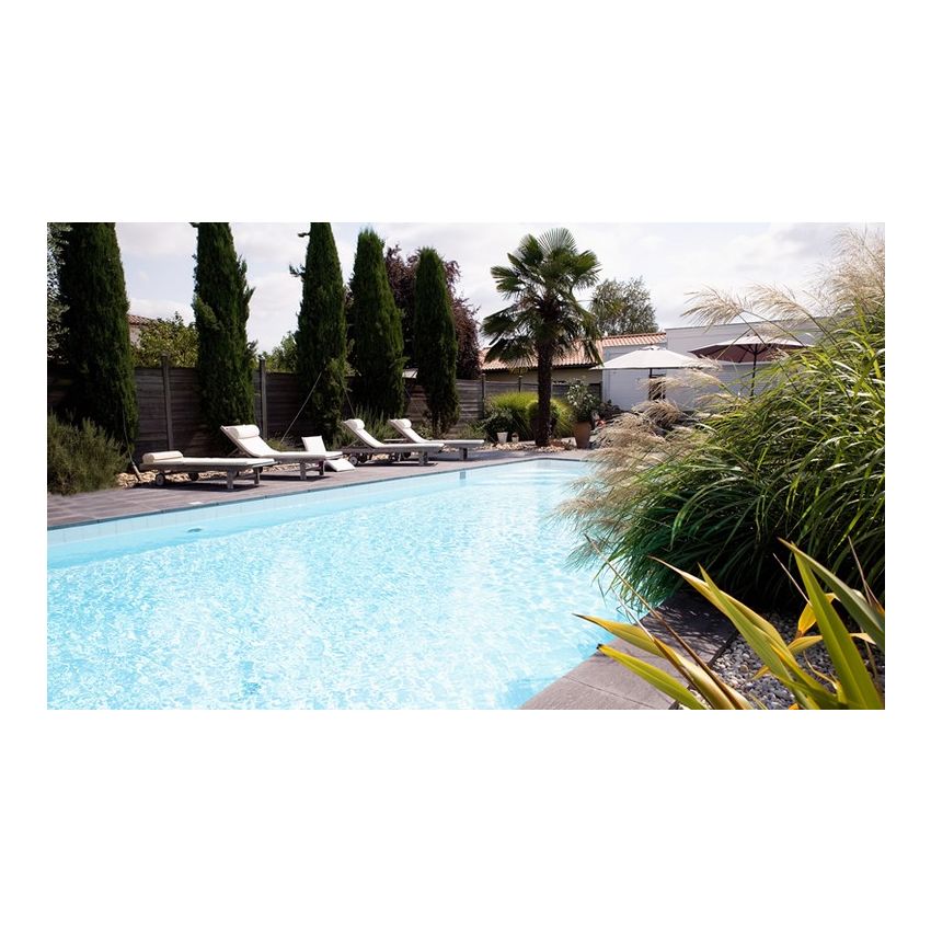 Piscine Bois Luxe Rectangulaire avec Plage Immergée + Escalier d'Angle 420x320x145 cm