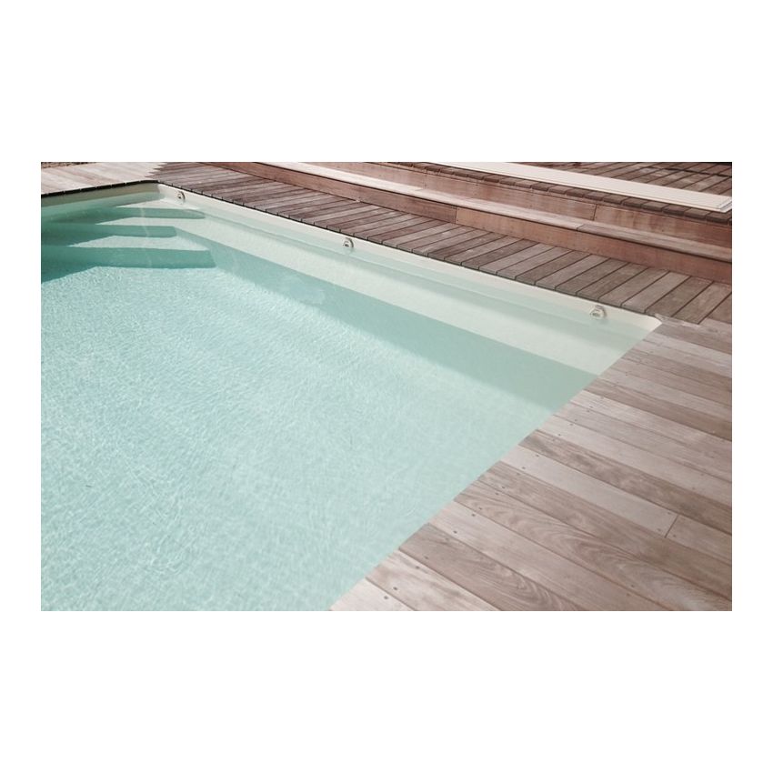 Piscine Bois Luxe Rectangulaire avec Plage Immergée + Escalier d'Angle 420x320x145cm Pierre de Bali