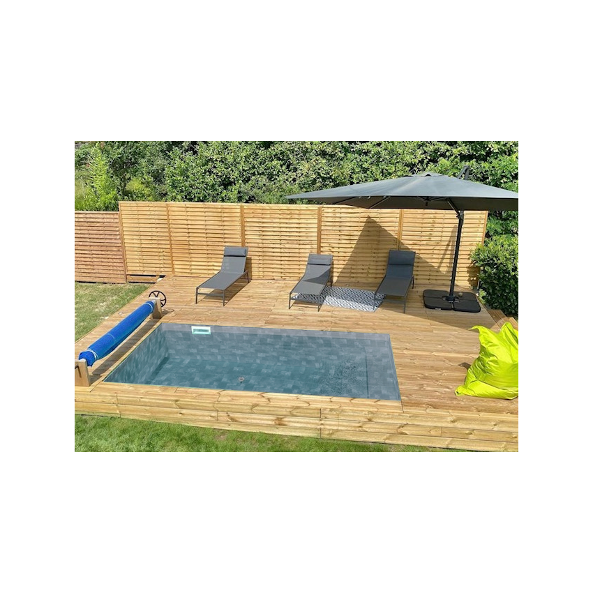 Piscine Bois Luxe Rectangulaire avec Escalier 470x270x145cm Pierre de Bali