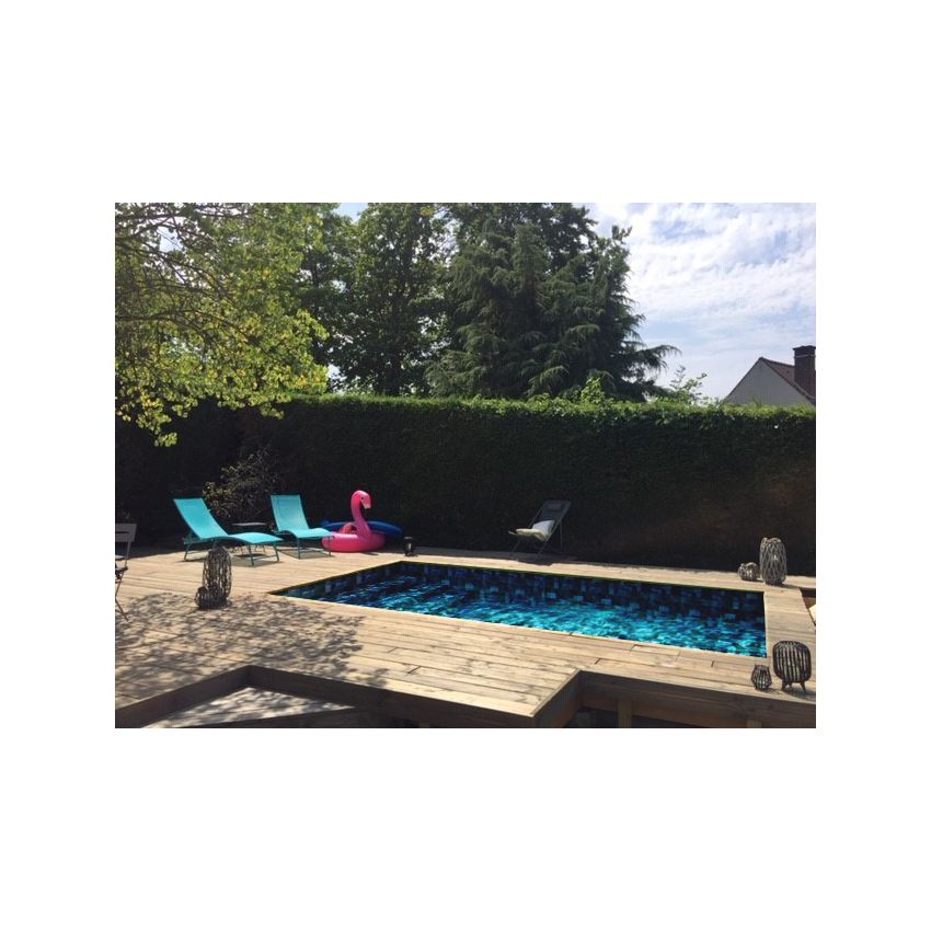Piscine Bois Luxe Rectangulaire avec Escalier droit 520x320x131cm Pierre de Bali