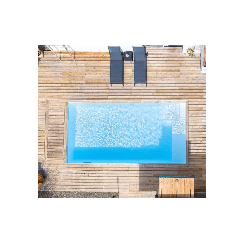 Piscine Bois California Rectangulaire Luxe avec Escalier 520x220x131cm