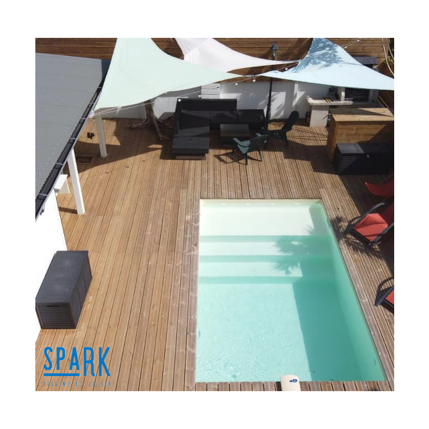 Piscine Bois Luxe Rectangulaire avec Plage immergée + Escalier 520x320x131cm