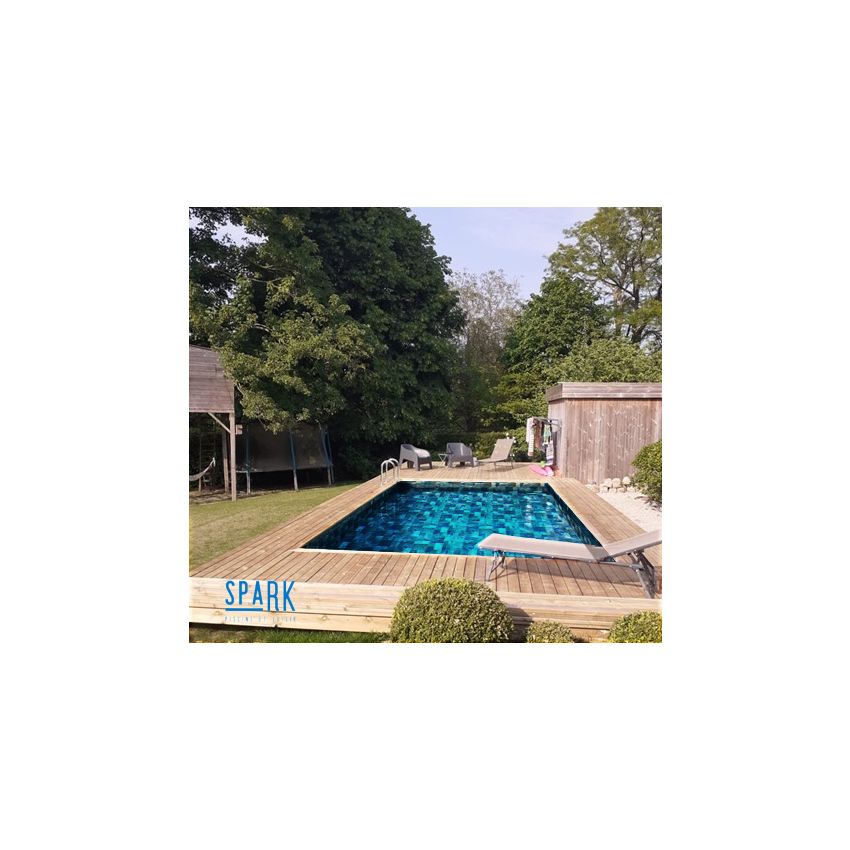 Piscine Bois Sunny Carrée 320x320x131cm Pierre de Bali