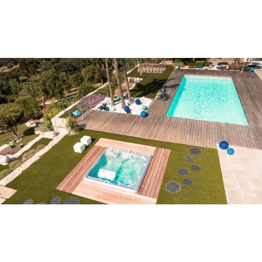 Piscine Bois Supreme Rectangulaire avec Plage Immergée + Escalier 1220x520x145cm