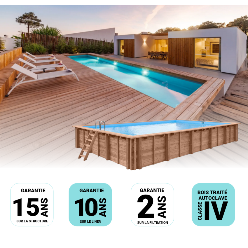 Piscine Bois Supreme Rectangulaire 1220x520x145cm