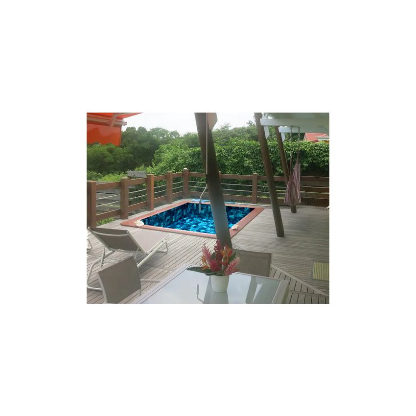 Piscine Bois Sunny Carrée 320x320x131cm Pierre de Bali