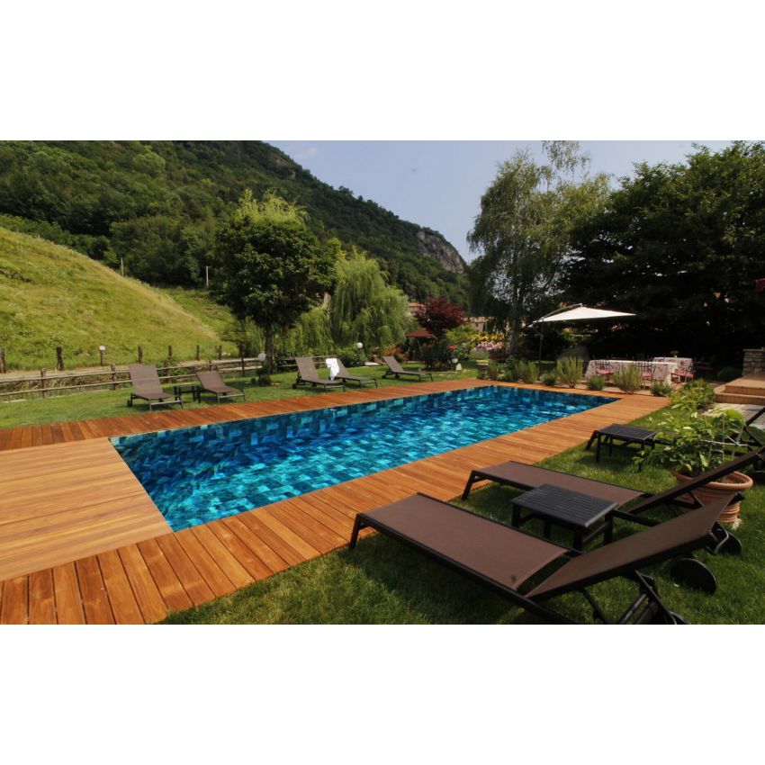 Piscine Bois Diana Rectangulaire avec Escalier d'Angle 820x420x145cm Pierre de Bali