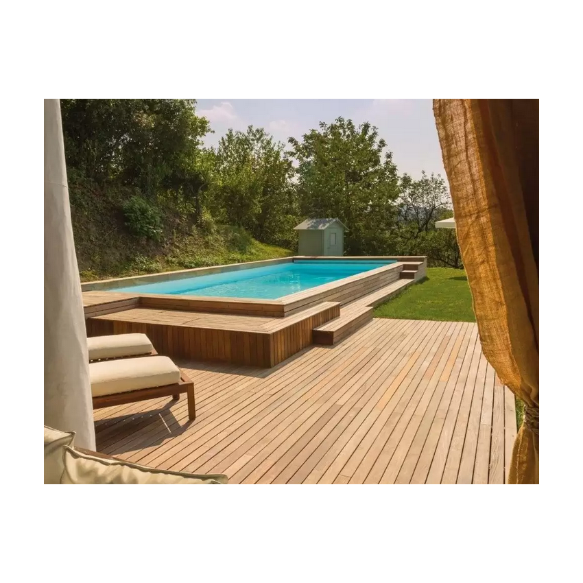 Piscine Bois California Rectangulaire Luxe avec Escalier 520x220x131cm