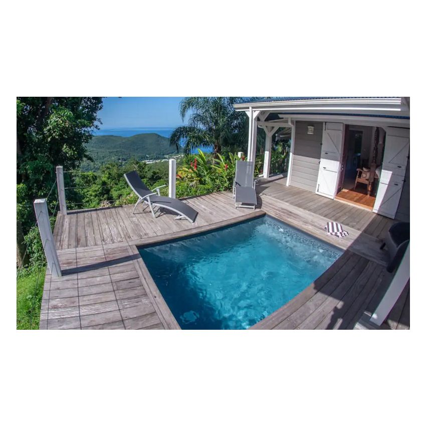 Piscine Bois Anna Carrée avec Plage immergée + Escalier 520x520x145cm