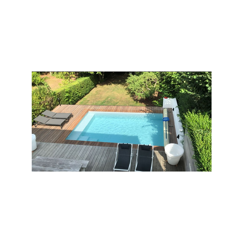 Piscine Bois Luxe Rectangulaire avec Banc et Petit escalier 620x420x145cm