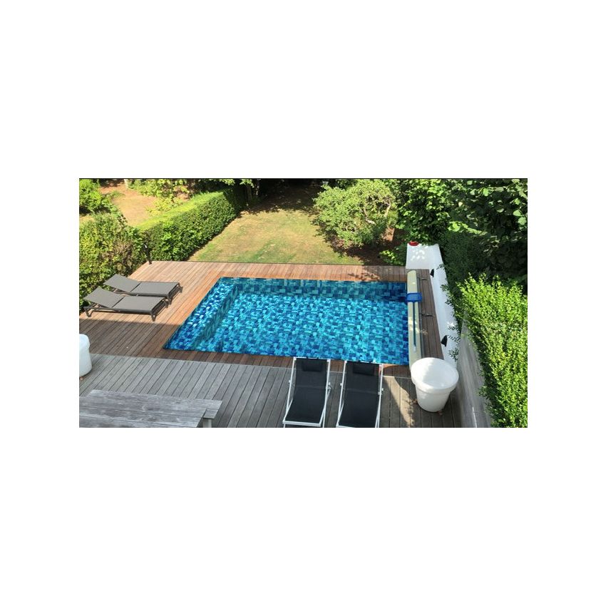 Piscine Bois Luxe Rectangulaire avec Banc et Petit escalier 620x420x145cm Pierre de Bali